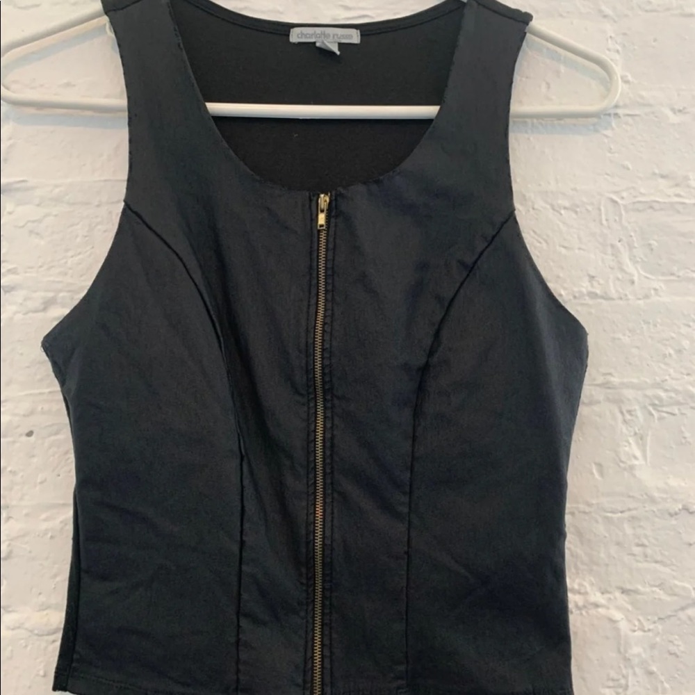 Zip up Faux leather crop